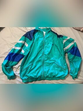Puma Teal and Navy Retro Windbreaker Bomber Jacket